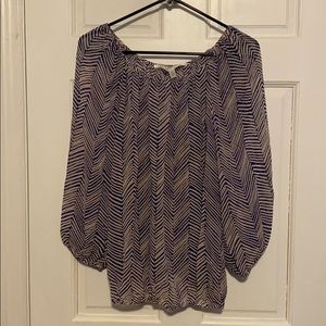Sheer blue chevron maternity top